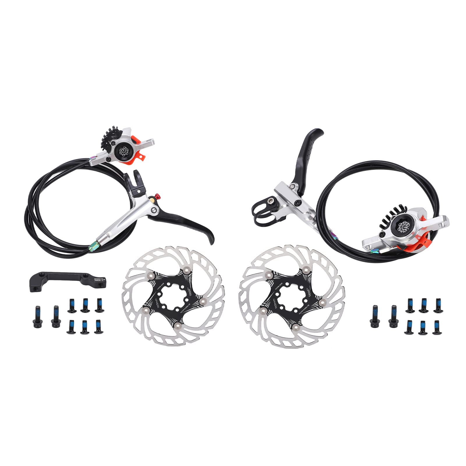 Bremskühlscheibe mit schwimmendem Rotor für starkes Bremsen, hydraulisches Scheibenbremssystem mit polygonalem Luftstrom, breite Anwendbarkeit für gewöhnliche Mountainbikes (Silver) von FUZHUI