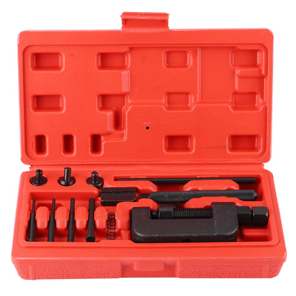 FUZHUI 13pcs Motorradkettenkettenschalter- und Nietwerkzeugset für 420 630 Heckantriebsketten, mit 2 mm, 3 mm, 4 mm Ersatzspitzen, Härtenstahlkonstruktion, komplettes Kit für FUZHUI 13pcs Motorradkettenkettenschalter- und Nietwerkzeugset für 420 630 Heckantriebsketten, mit 2 mm, 3 mm, 4 mm Ersatzspitzen, Härtenstahlkonstruktion, komplettes Kit für von FUZHUI