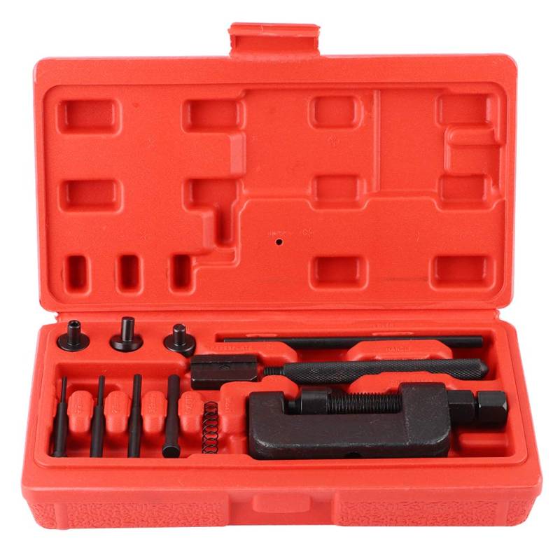 FUZHUI 13pcs Motorradkettenkettenschalter- und Nietwerkzeugset für 420 630 Heckantriebsketten, mit 2 mm, 3 mm, 4 mm Ersatzspitzen, Härtenstahlkonstruktion, komplettes Kit für von FUZHUI