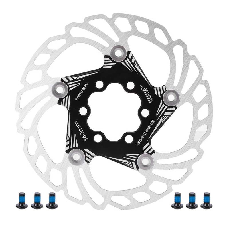 Mountain 5 -Stift 140 mm schwsesen Bremsscheibenrotoren, leichte Aluminiumlegierung von Aluminiumlegierungen, exzellente Edelstahl -Außenscheibe, reduziert die Wärmeübertragung, (Black) von FUZHUI