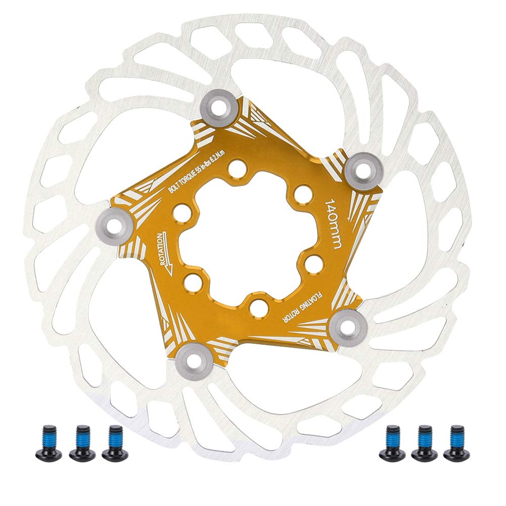 Mountain 5 -Stift 140 mm schwsesen Bremsscheibenrotoren, leichte Aluminiumlegierung von Aluminiumlegierungen, exzellente Edelstahl -Außenscheibe, reduziert die Wärmeübertragung, (Gold) von FUZHUI