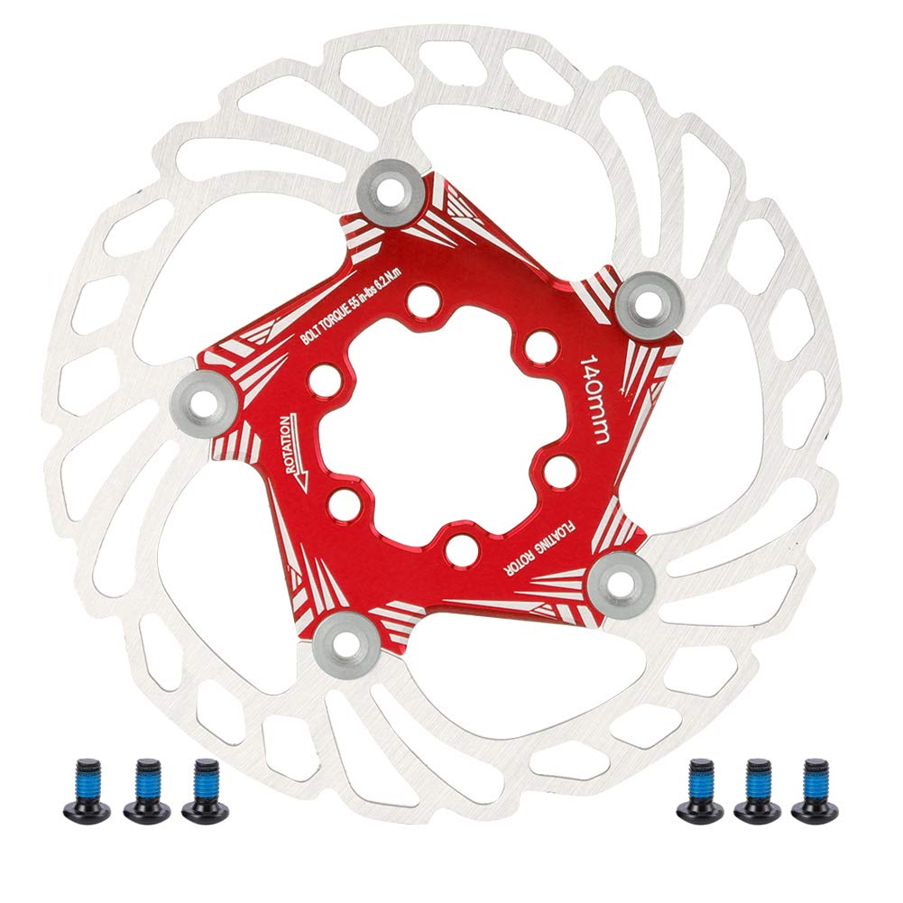 Mountain 5 -Stift 140 mm schwsesen Bremsscheibenrotoren, leichte Aluminiumlegierung von Aluminiumlegierungen, exzellente Edelstahl -Außenscheibe, reduziert die Wärmeübertragung, (Red) von FUZHUI