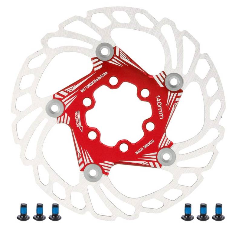 Mountain 5 -Stift 140 mm schwsesen Bremsscheibenrotoren, leichte Aluminiumlegierung von Aluminiumlegierungen, exzellente Edelstahl -Außenscheibe, reduziert die Wärmeübertragung, (Red) von FUZHUI