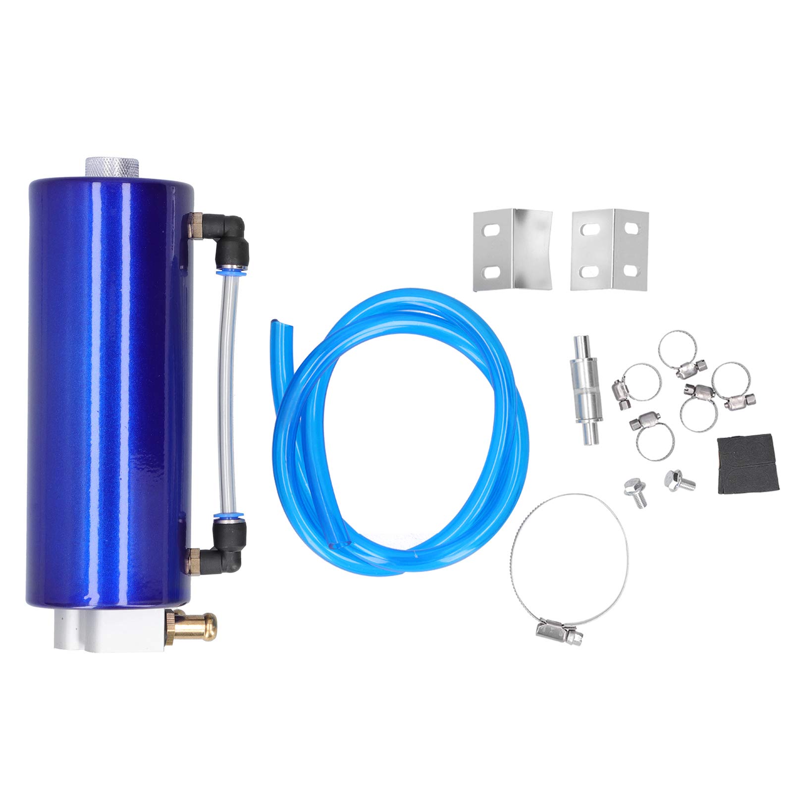 Universelles Ölauffangset aus Aluminiumlegierung mit geringem Gewicht, inkl. Ölleitung, Halterungen, Klemmen, Schrauben, Muttern, Anschlussstück, verlängert, sammelt Öl (Blue) von FUZHUI