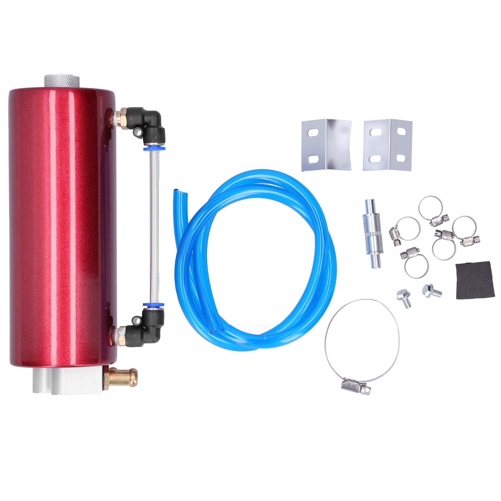 Universelles Ölauffangset aus Aluminiumlegierung mit geringem Gewicht, inkl. Ölleitung, Halterungen, Klemmen, Schrauben, Muttern, Anschlussstück, verlängert, sammelt Öl (Red) von FUZHUI