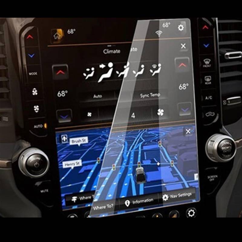 FVGOKMNA 12 Zoll Kompatibel Mit Dodge Für Ram 1500 2500 3500 2019 2020, Auto-Navigations-Displayschutz, Auto-Innenraum, Gehärtetes Glas, Filmaufkleber GPS Transparent Schutzfolie von FVGOKMNA
