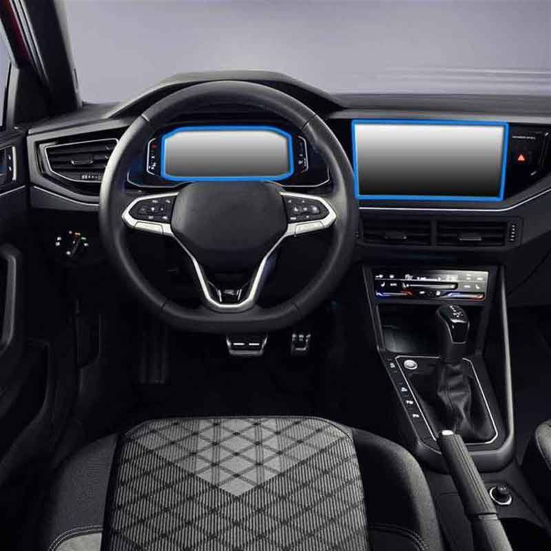 FVGOKMNA 9,2 Zoll Kompatibel Mit Taigo 2022 Auto GPS Navigation LCD Armaturenbrett Bildschirm Innenaufkleber Gehärtetes Glas Displayschutzfolie GPS Transparent Schutzfolie(GPS and Instrument) von FVGOKMNA
