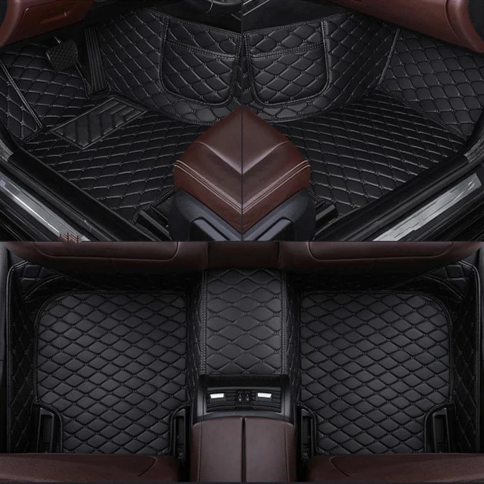 FVGOKMNA Auto Fußmatten Teppich Kompatibel Mit 5er F10 2010 2011 2012 2013 2014 2015 2016. Maßgeschneiderte Auto-Fußmatte, Handytasche, Teppich, Anti-Rutsch-Matte, Innenteile(2) von FVGOKMNA