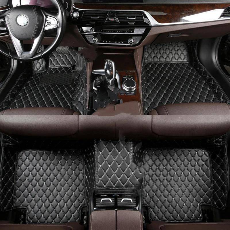 FVGOKMNA Auto Fußmatten Teppich Kompatibel Mit G30 5 Series 2020 2021 2022 2017 2018 2019. Maßgeschneiderte Auto-Fußmatte, Innenfußpolster, Autozubehör, Rutschfester Teppich(Black White) von FVGOKMNA