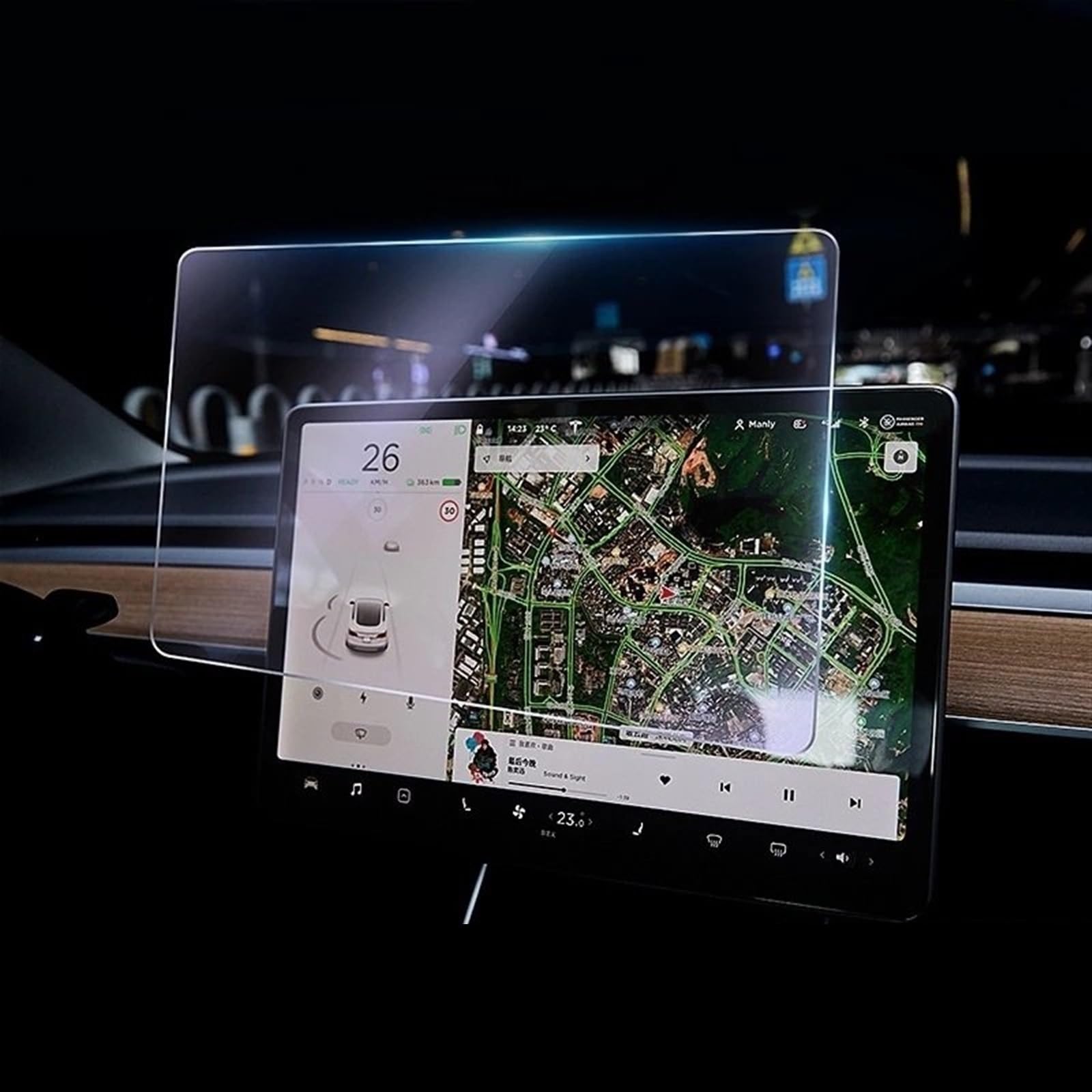 FVGOKMNA Auto-HD-Matt-Displayschutz Aus Gehärtetem Glas, Center-Control-Bildschirm, Navigationsschutz, Glasfolie, Kompatibel Mit Tesla Für Model 3 Für S/X GPS Transparent Schutzfolie(3 HD) von FVGOKMNA