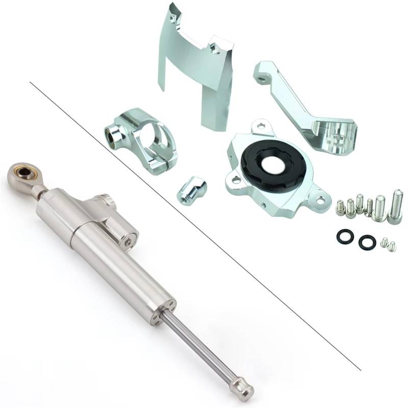 FVGOKMNA Kompatibel Mit Für Z1000 2016 2017 2018 2019 2020 2021 2022 CNC-Aluminium-Lenkungsdämpfer Motorräder Stabilisieren Dämpferhalterung Lenkungsdämpfer Stabilisator(Silver) von FVGOKMNA