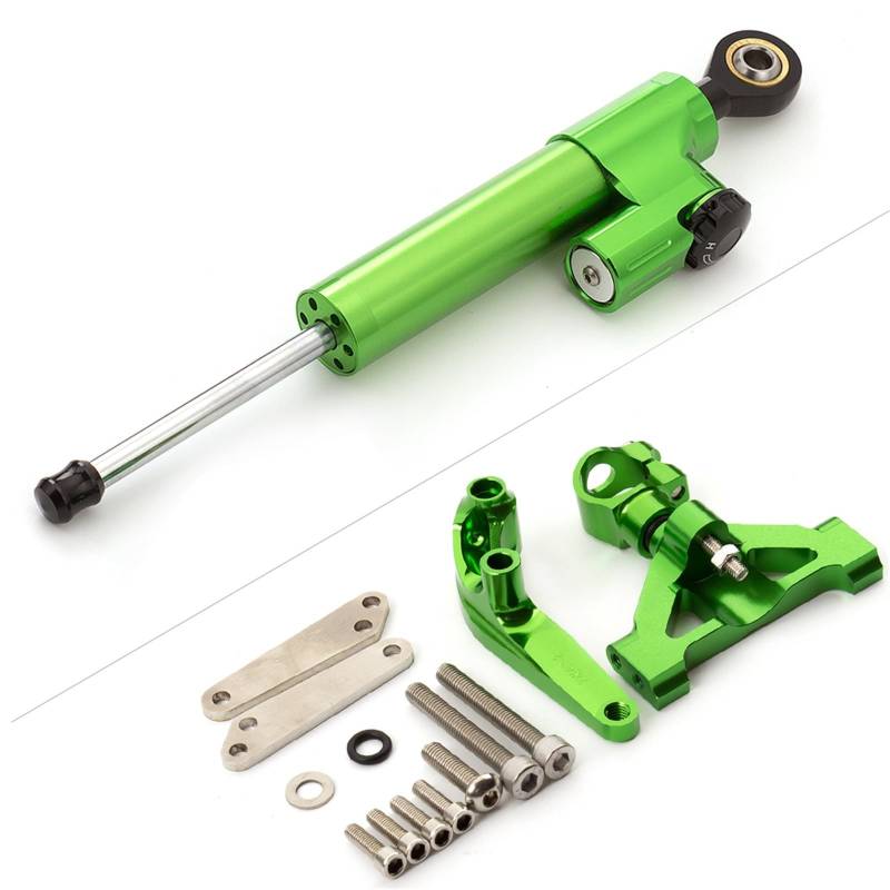 FVGOKMNA Kompatibel Mit Für ZX14R Für ZZR1400 2006–2015 2016 2017 2018 2019 2020. Motorrad-Lenkungsdämpfer-Stabilisierungshalterungs-Montagesatz Lenkungsdämpfer Stabilisator(Green) von FVGOKMNA