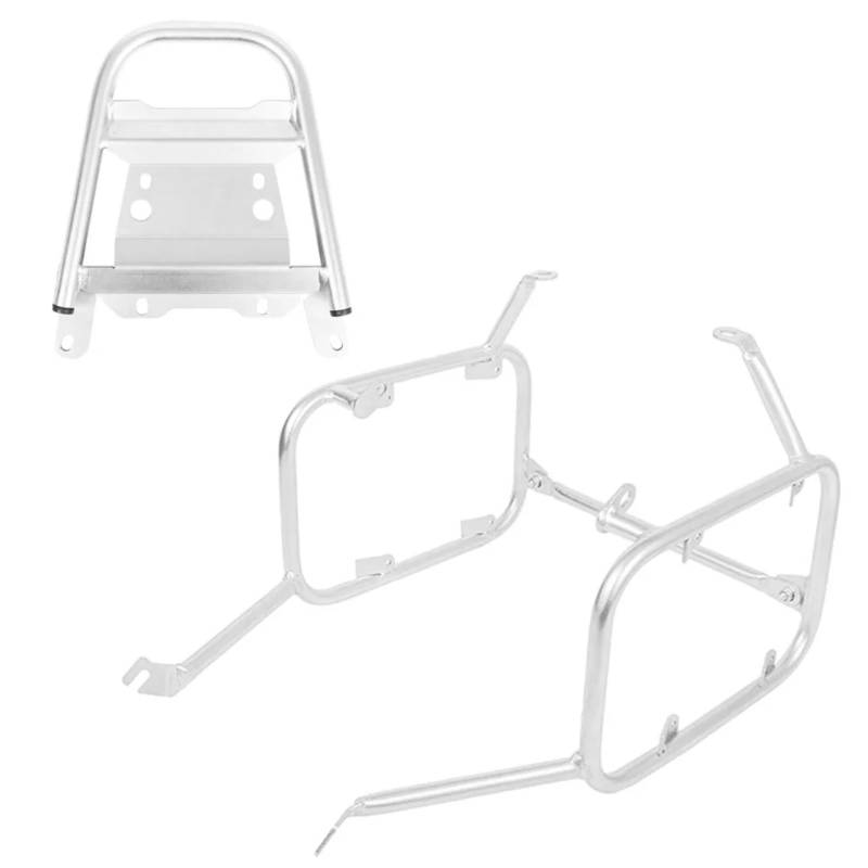 FVGOKMNA Kompatibel Mit S1000XR 2015 2016 2017 2018 2019 Motorrad-Gepäckhalterung Aus Edelstahl, Gepäckträger, Topcase-Halter Motorrad-Gepäckträger(Silver One Set Black) von FVGOKMNA