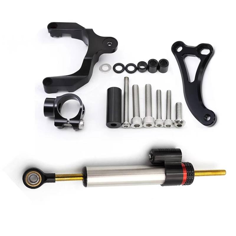 FVGOKMNA Kompatibel Mit Suzuki Für GSXS750 2017 2018 2019 2020 2021 2022 2023–2024 Carbon-Motorrad-Lenkungsdämpfer, CNC-Halterung. Lenkungsdämpfer Stabilisator(A Set B Silver) von FVGOKMNA