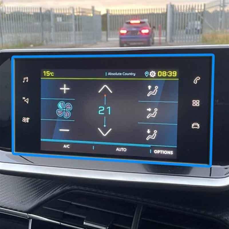 Kompatibel mit Peugeot 208 E208 2020 2021, Auto-Infotainment, GPS-Navigation, Medienbildschirm, gehärtetes Glas, Displayschutzfolie für den Innenraum, Autoteile GPS Transparent Schutzfolie(7 inch) von FVGOKMNA