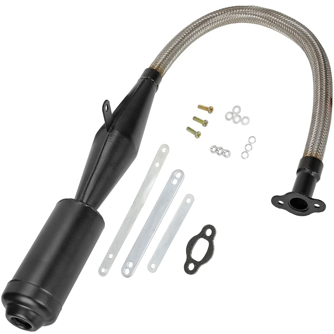 FVRITO Flexibler Edelstahl-Auspuff-Schalldämpfer-Dichtung, für 2-Takt-Motoren mit 49 cc, 60 cc, 66 cc, 80 cc, 100 cc, Motorräder, schwarz FVRITO Flexibler Edelstahl-Auspuff-Schalldämpfer-Dichtung, für 2-Takt-Motoren mit 49 cc, 60 cc, 66 cc, 80 cc, 100 cc, Motorräder, schwarz von FVRITO