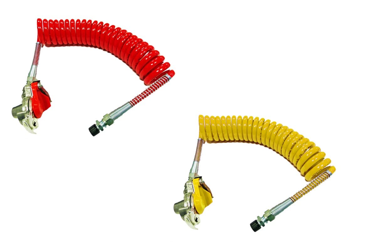 FW Fahrzeugbedarf Wilms Set: Luftwendel rot und gelb, M16, mit Kupplungskopf Ventil/Automatik inkl. 1 Paar Handschuhe von FW Fahrzeugbedarf Wilms