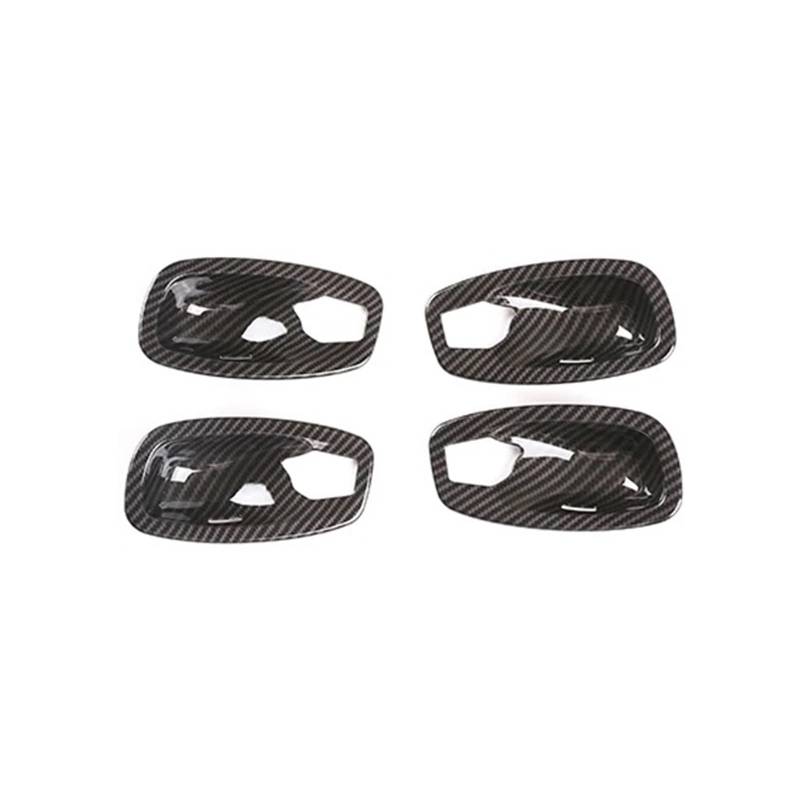FWNERGUL Auto-Innentürgriff, kompatibel mit BMW 5 Series E60 2004 2005 2006 2007 2008 2009 2010, Carbon-Textur-Schüsselrahmen-Schutzabdeckung(Gray) von FWNERGUL