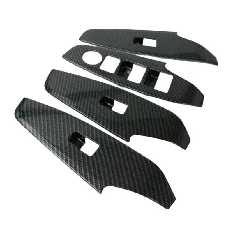 FWNERGUL Türgriff-Fensterheberschalter, kompatibel mit Mazda 3 Axela 2017, Carbonfaser-Tastenabdeckung, Zierrahmen, Aufkleber, Zubehör von FWNERGUL