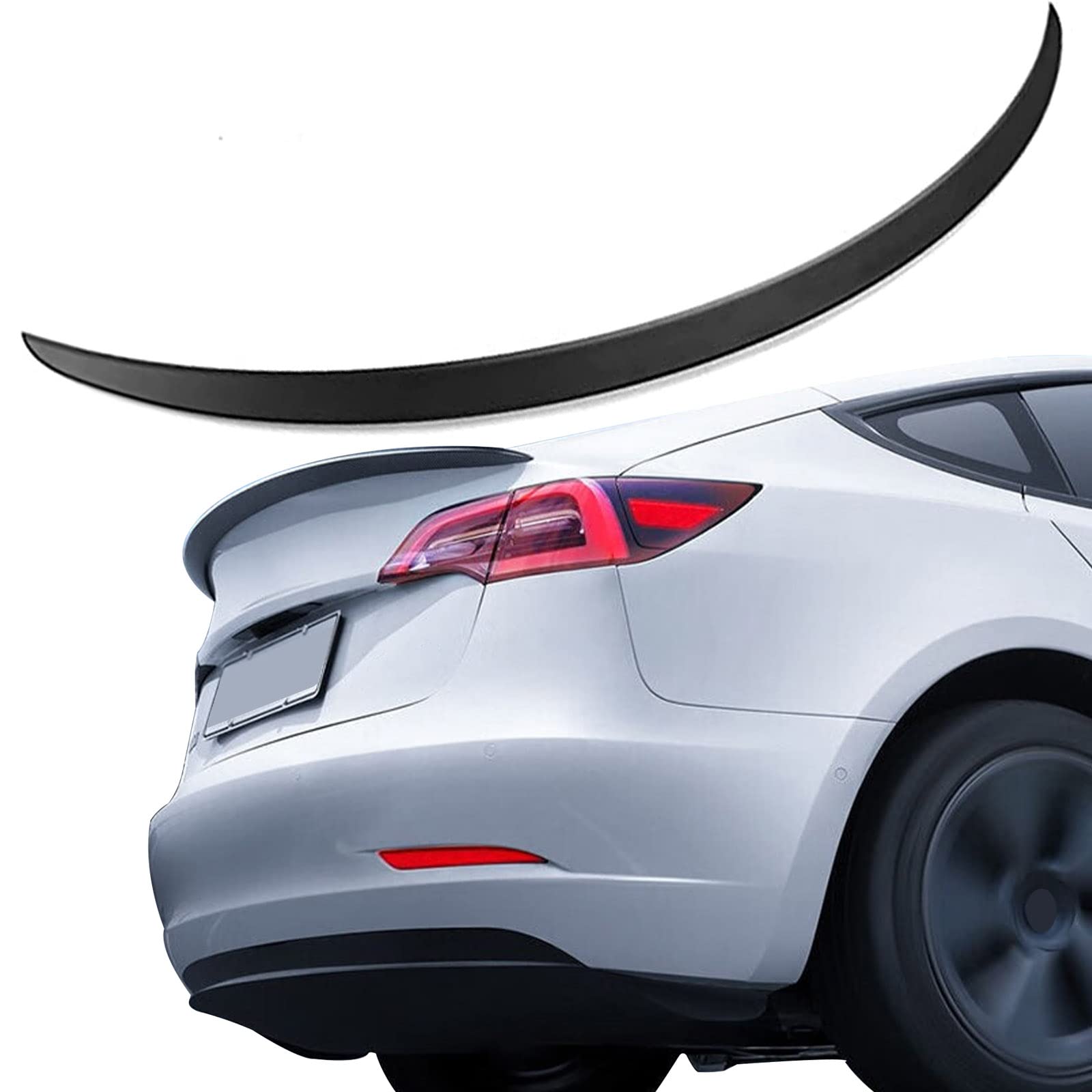 Mattschwarzer Auto Spoiler Flügel passend für Tesla Model 3 2017-2021,ABS Auto Styling Zubehör,Zerstörungsfreie Installation von FWNT