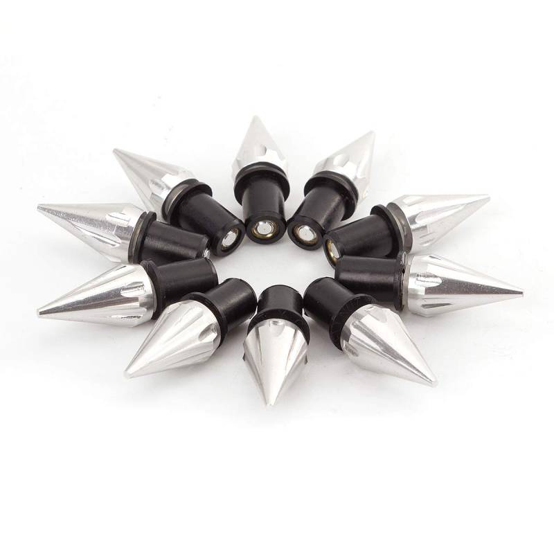 10Pcs M5 CNC Windscreen Windshield Spike Bolts, Motorcycle Fairing Bolts Fastener Clips Screw Nuts fit for Sport bike/Street bike/Scooter/Dirt Bike von FXCNC