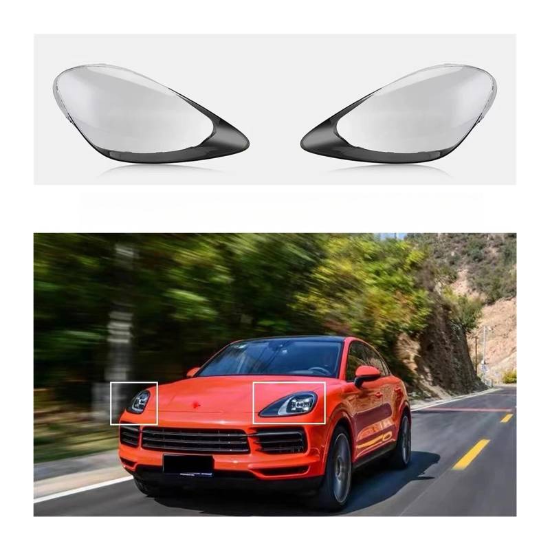 Auto-Frontscheinwerferabdeckung, kompatibel mit Porsche Cayenne 2018 2019 2020 2021 2022, Plexiglaslinse, Lampenschirm ersetzen, klare Scheinwerferschale(Left and Right) von FXFUPO
