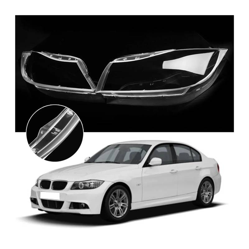 Auto-Xenon-Scheinwerfer-Schirmabdeckung, Scheinwerferabdeckung, kompatibel für BMW 3er-Serie E90 E91 2006–2011, Scheinwerfer-Klarglasschale, Scheinwerfergehäuse(Pair) von FXFUPO