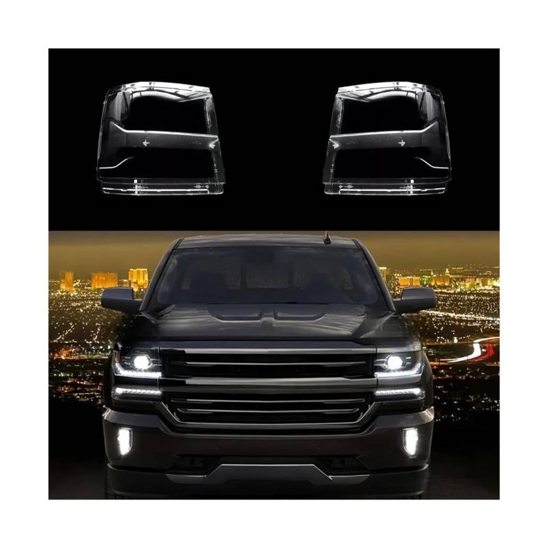 Kompatibel mit Chevrolet Silverado 2016 2017 2018, Frontscheinwerfer-Objektivabdeckung, transparente PC-Ersatzschale, einfache Installation(2PCS Left And Right) von FXFUPO