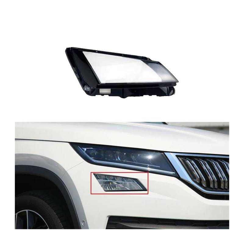 Kompatibel mit Skoda Kodiaq 2017~2020 Auto-Frontscheinwerfer-Abdeckung, Glas, transparente Lampenschirme, Abdeckung, Scheinwerferlinse, Auto-Licht-Lampenschale(Small Right) von FXFUPO
