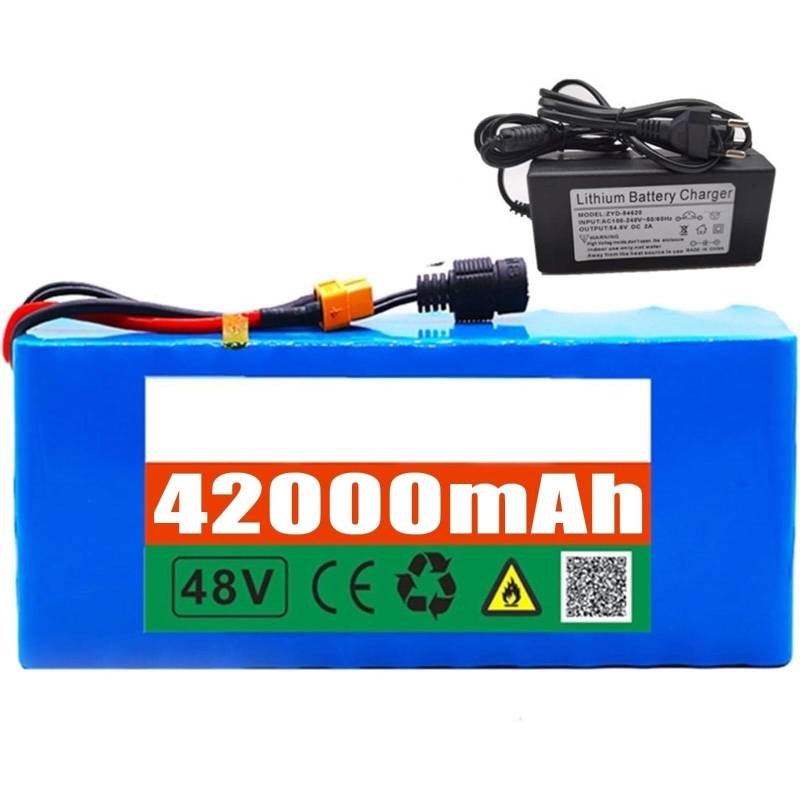 48V 42Ah 13S3P Ebike-Batterie Mit Ladegerät Lithium-Ionen-Akku For 1500W 750W 500W 200W Elektrofahrrad-Rollermotor Elektrofahrrad(T) von FXLBYSMM