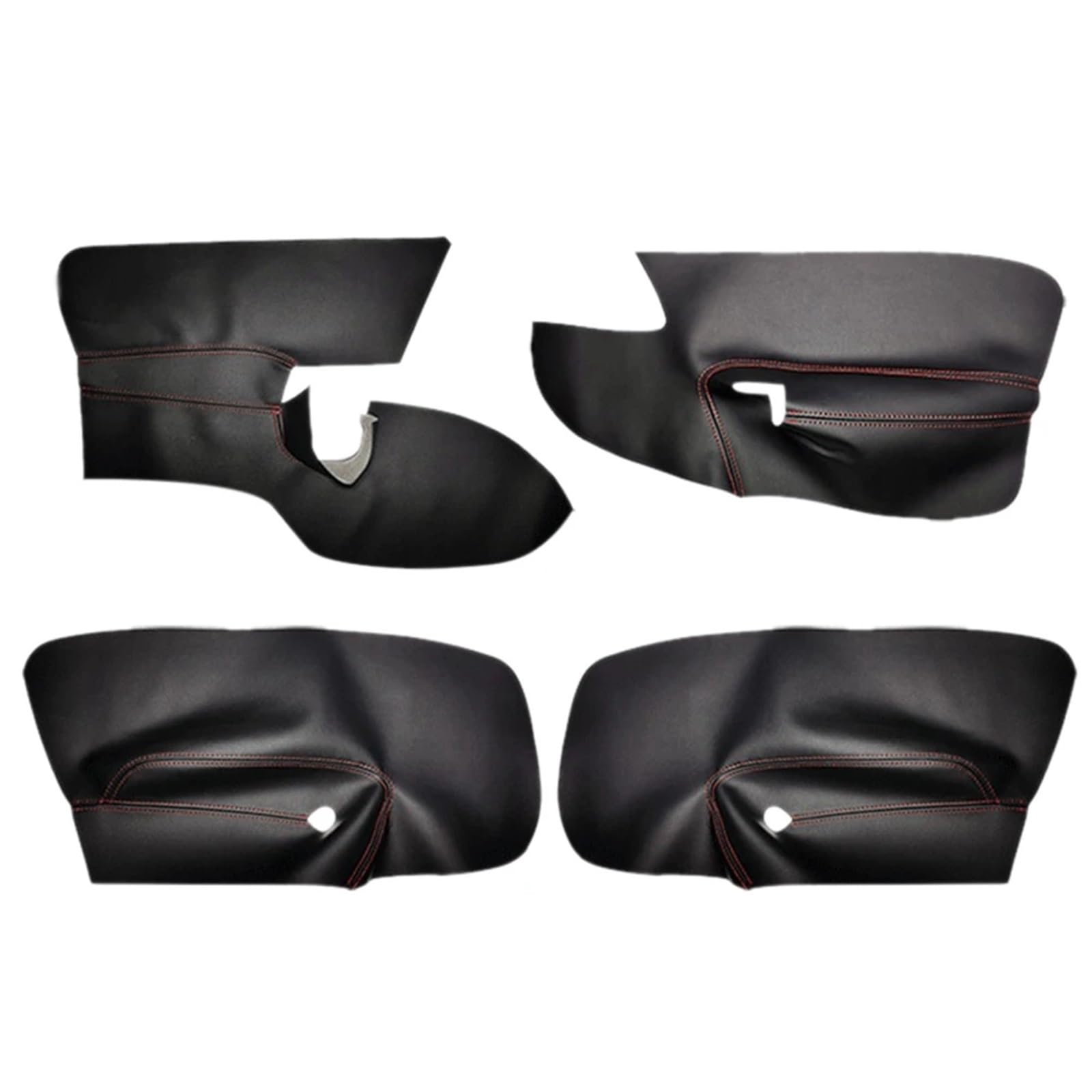 FXMUSG [Replacement] 4 STÜCKE Schwarz + ROT LHD 4 Türen Armlehne Panel Lederbezug Innenverkleidung mit Werkzeug for Jetta, for Golf MK5, 2005-2010 von FXMUSG