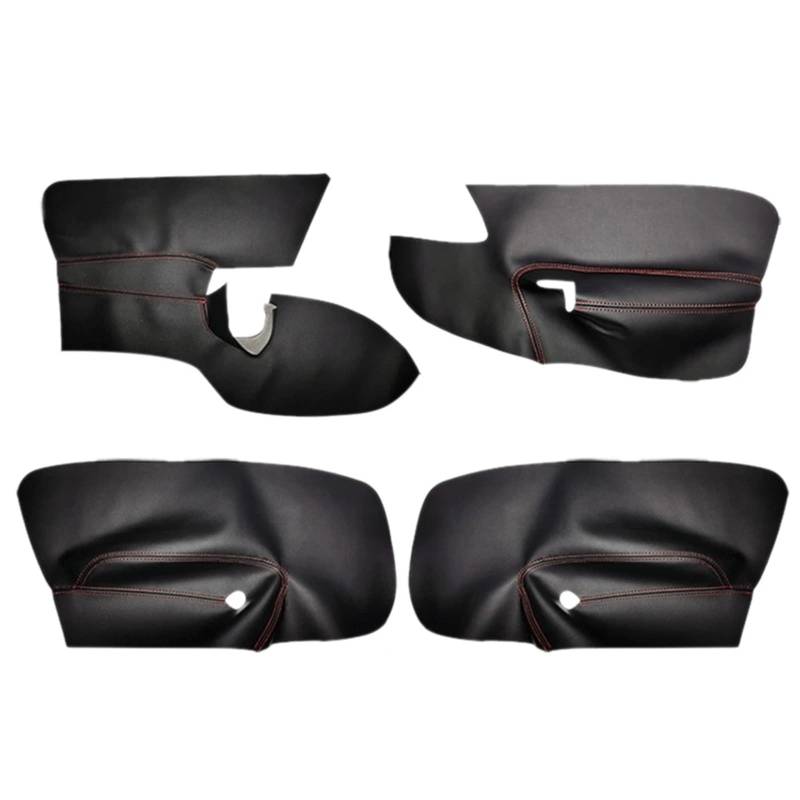 FXMUSG [Replacement] 4 STÜCKE Schwarz + ROT LHD 4 Türen Armlehne Panel Lederbezug Innenverkleidung mit Werkzeug for Jetta, for Golf MK5, 2005-2010 von FXMUSG