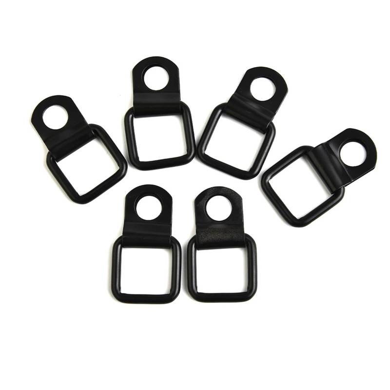 FXMUSG [Replacement] 6-teiliger schwarzer Hochleistungs-Befestigungspunkt-Anker, Zurrösen-Zurrschlaufe, D-Ring-Haken for Jeep, for Wrangler, for JK, for JKU, 2007–2018 von FXMUSG