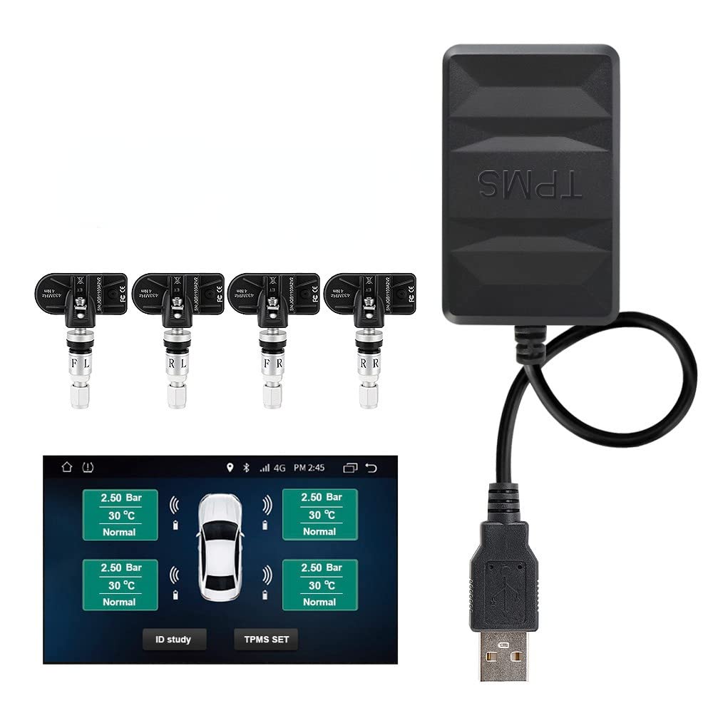 FYMTS Reifendruckkontrollsystem für Autoradio DVD-Player, USB TPMS Ersatzreifen Interner externer Sensor Android TPMS (Intern) von FYMTS