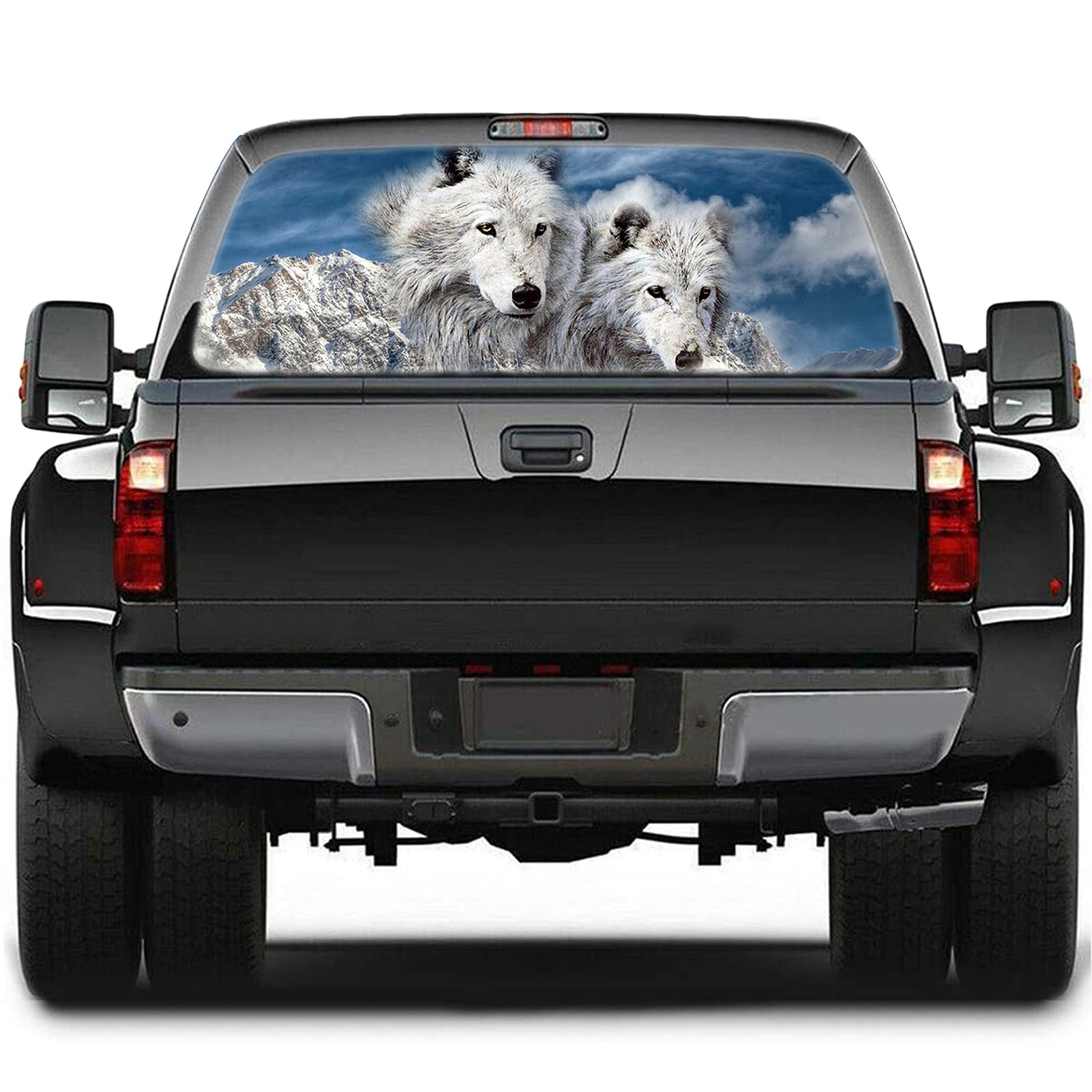 Arctic Wolf Auto-Heckscheibenaufkleber, perforierte Fensterfolie, Aufkleber für Auto / Lkw / SUV, 165 x 56 cm Arctic Wolf Auto-Heckscheibenaufkleber, perforierte Fensterfolie, Aufkleber für Auto / Lkw / SUV, 165 x 56 cm von FYTY