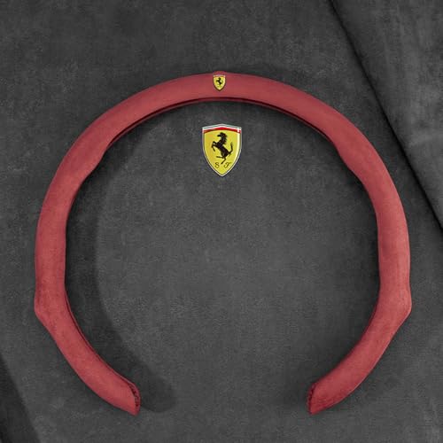 Auto Lenkradabdeckung für Ferrari 812 Gts 2019 2020 2021 2022 2023 2024,Schweißabsorbierende Atmungsaktives Lenkradabdeckungen mit Logo Interior Zubehör,Grey-red von FZKUDZLD