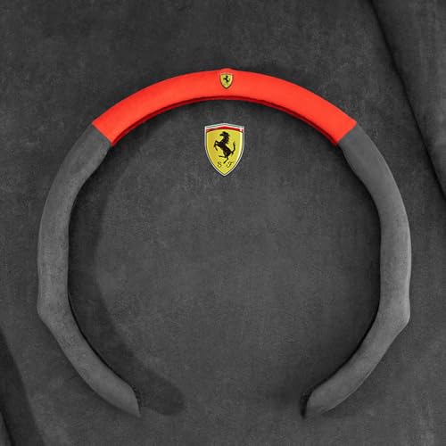 Auto Lenkradabdeckung für Ferrari Roma 2020 2021 2022 2023 2024,Schweißabsorbierende Atmungsaktives Lenkradabdeckungen mit Logo Interior Zubehör,red von FZKUDZLD