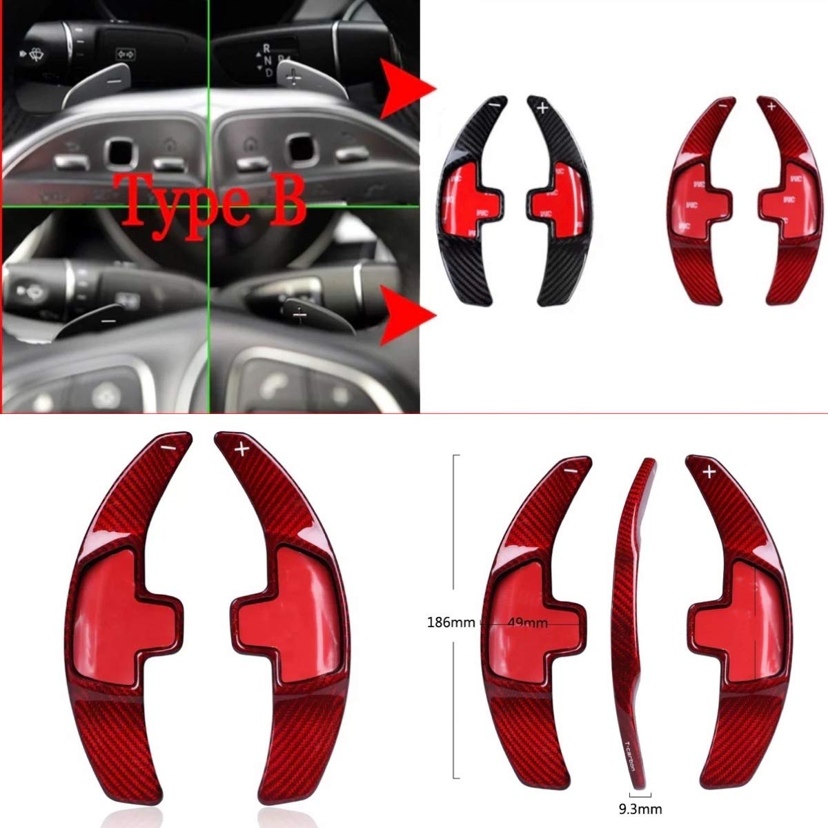 FFZ Parts Carbon Optik Schaltwippen Verlängerung Shift Paddels Passend Für A B C E S CLA GLA SL SLK ML GLE GLS GLB von FFZ Parts