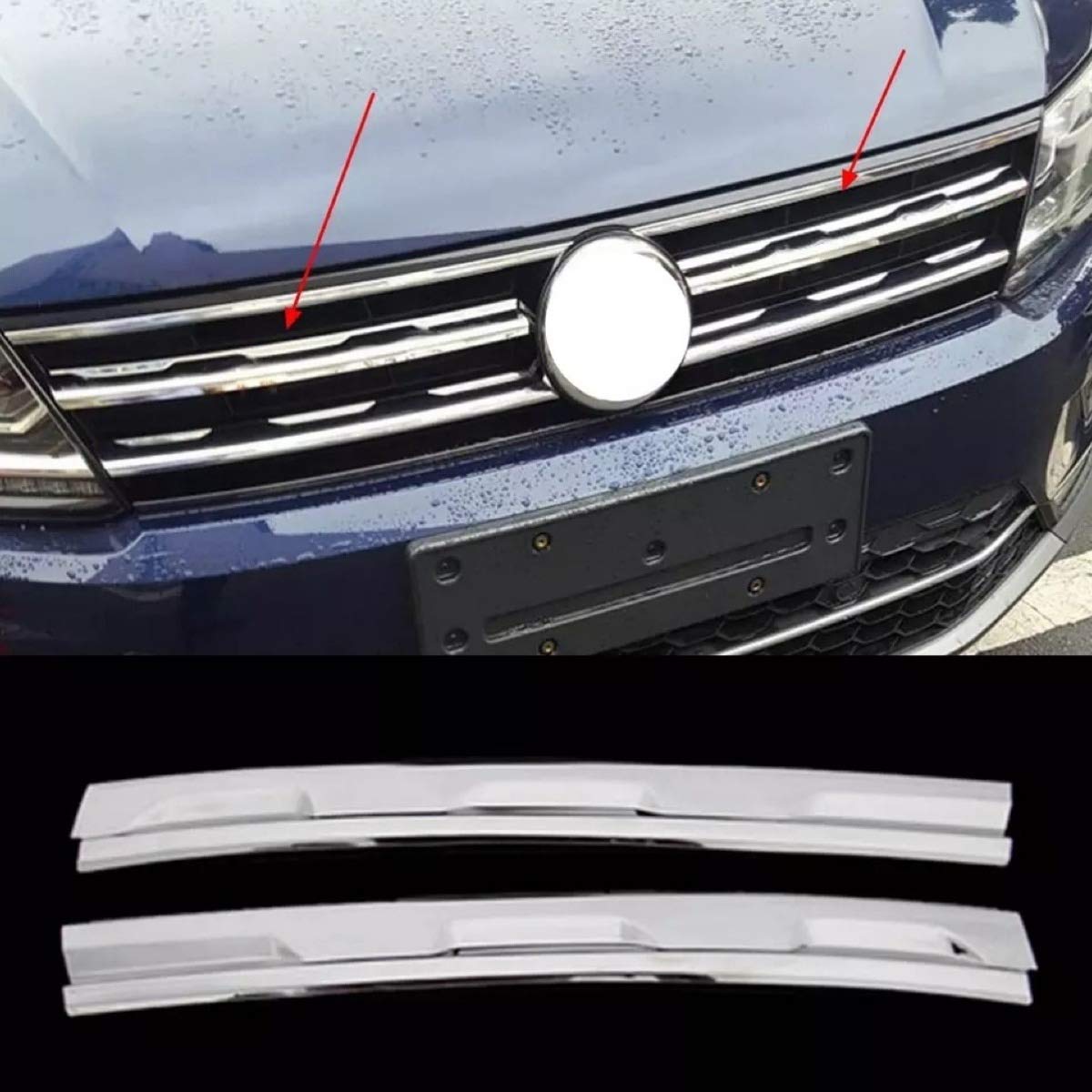 FFZ Parts Edelstahl Chrome Frontgrill Leistenabdeckung Blende Passend Für Tiguan 2 AD1 von FFZ Parts