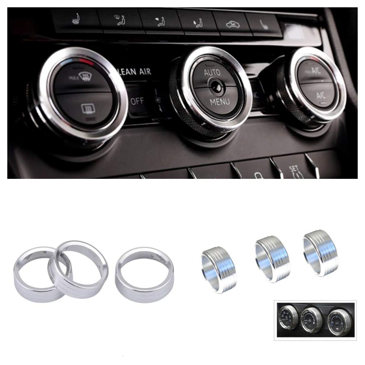 FFZ Parts Klima Heizung Zierringe Rahmen Silber Passend Für Kodiaq Tiguan 2 AD1 Passat Touran T ROC T Cross FFZ Parts Klima Heizung Zierringe Rahmen Silber Passend Für Kodiaq Tiguan 2 AD1 Passat Touran T ROC T Cross von FFZ Parts