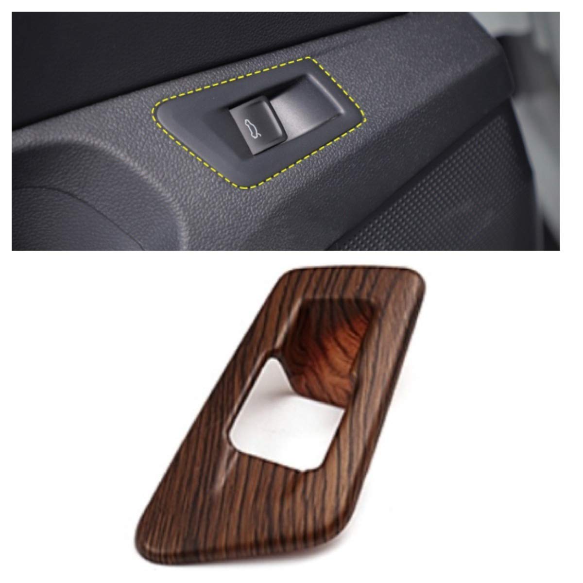 Kofferraum Heckklappe Druckknopf Rahmen Blende Holz Optik Passend Für VW T-Roc TDI TSI von FFZ Parts