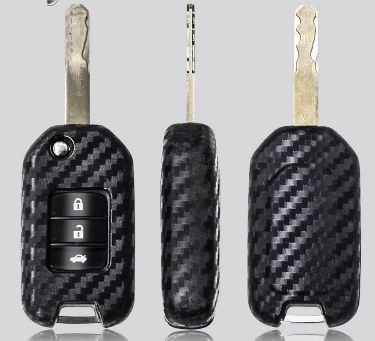 FFZ Parts Schlüssel Gummi Schlüsselhülle in Carbon Optik Passend Für Civic Accord Odyssey von FFZ Parts