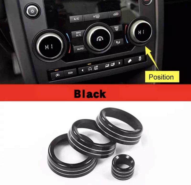 FFZ Parts Klima Heizungsregler Schalter Alu Ringe Schwarz Rahmen Passend Für Discovery Sport 5 von FFZ Parts