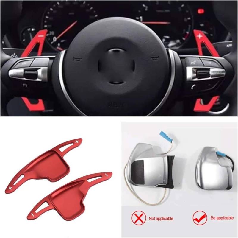 Schaltwippen Verlängerung Paddel Passend für BMW 1er 2er 3er 4er 5er 6er 7er GT X1 X2 X4 X5 X6 I8 Rot in ALU von FFZ Parts
