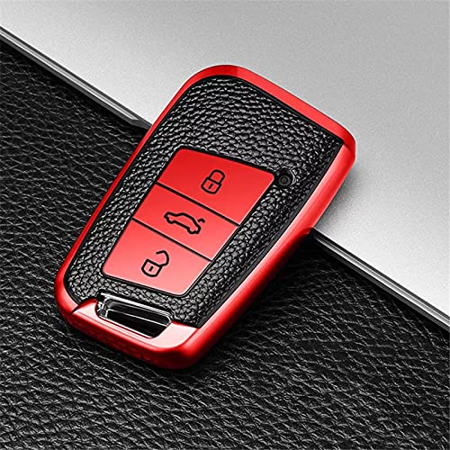 Smart Schlüssel Gummi Schlüsselhülle in Rot Passend Für VW Golf 7 T-Roc Tiguan 2 Passat B8 Aerton von FZZ Parts