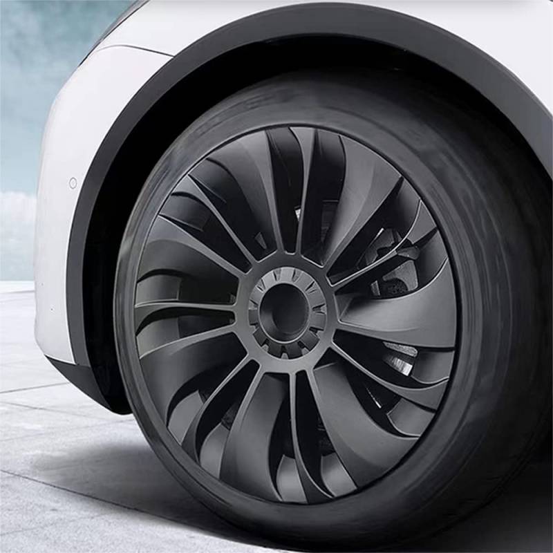Fabater 19-Zoll-Radkappen-Radkappen für Tesla Model Y 2021-2023, 4er-Set, Ersatz-Radkappen, Radnabenkappen-Felgenabdeckung, Zur Verbesserung der Fahrleistung (Matt-schwarz) von Fabater