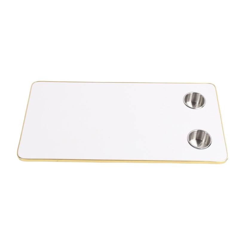 Bootstisch, Wohnmobiltisch, Eichenholztisch, abnehmbar, höhenverstellbar, mit Fußplatte und 2 Getränkehaltern, für Wohnmobil, Boot, 80 x 40 cm (White) von Fabater
