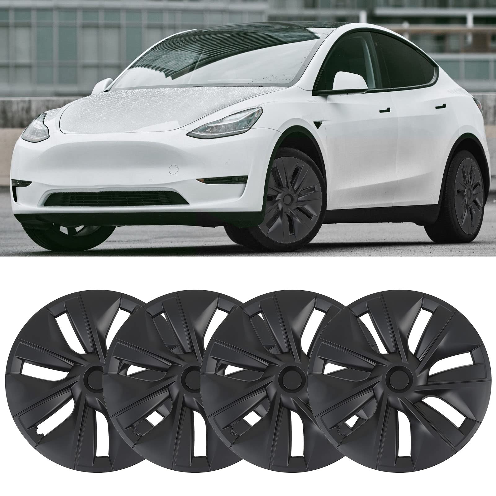 Passend für Tesla Model Y Radabdeckung, Radkappe, 19 Zoll Felgenschutz Ersatz Nabenkappen Set, Komplett Verpackt für Tesla Model Y 2020–2023, 4er-Set, Mattschwarz Passend für Tesla Model Y Radabdeckung, Radkappe, 19 Zoll Felgenschutz Ersatz Nabenkappen Set, Komplett Verpackt für Tesla Model Y 2020–2023, 4er-Set, Mattschwarz von Fabater