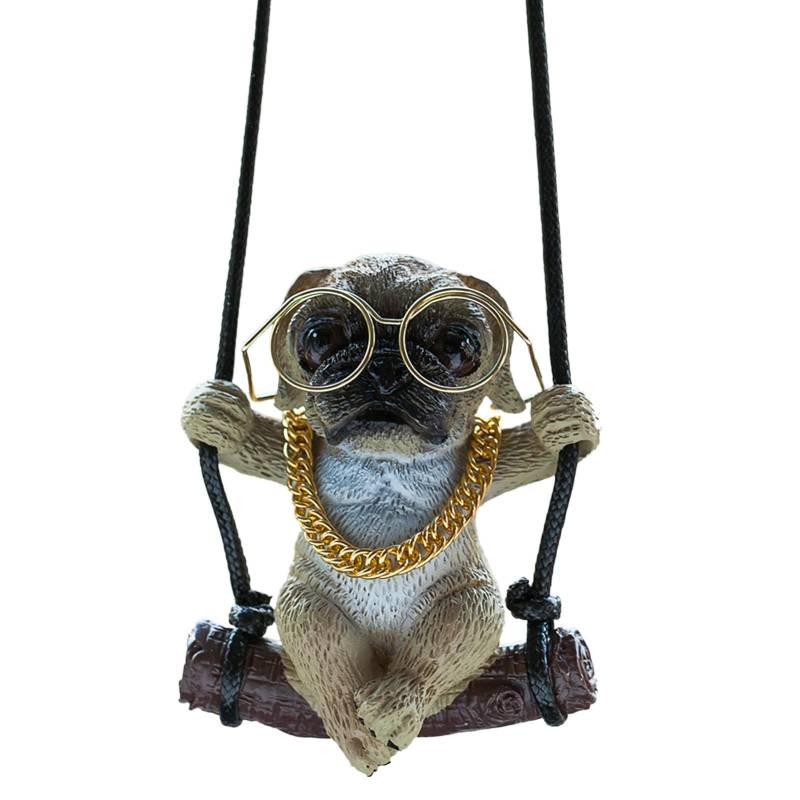 Niedliche Hundewagen Rückfahrzeugspiegel Anhänger Tierschwang Welpe Hanging Ornament Schlüsselbund Anhänger Auto Innenverzierungen von FackLOxc
