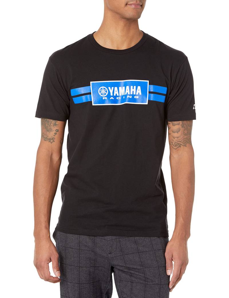 Factory Effex Yamaha Racing Stripes T-Shirt für Erwachsene, Schwarz, Größe M, 1 Pack von Factory Effex